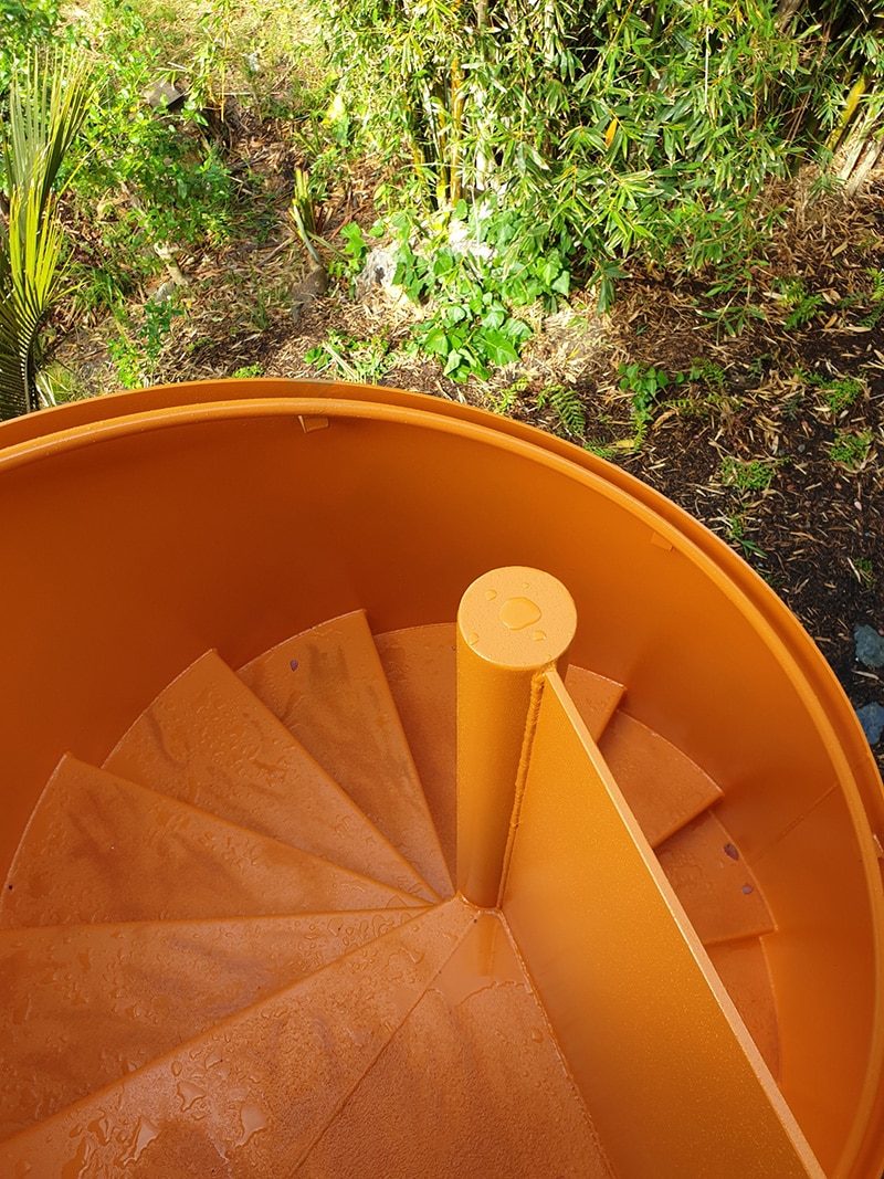 Fire-rated-painted-steel-spiral-staircase-from-above