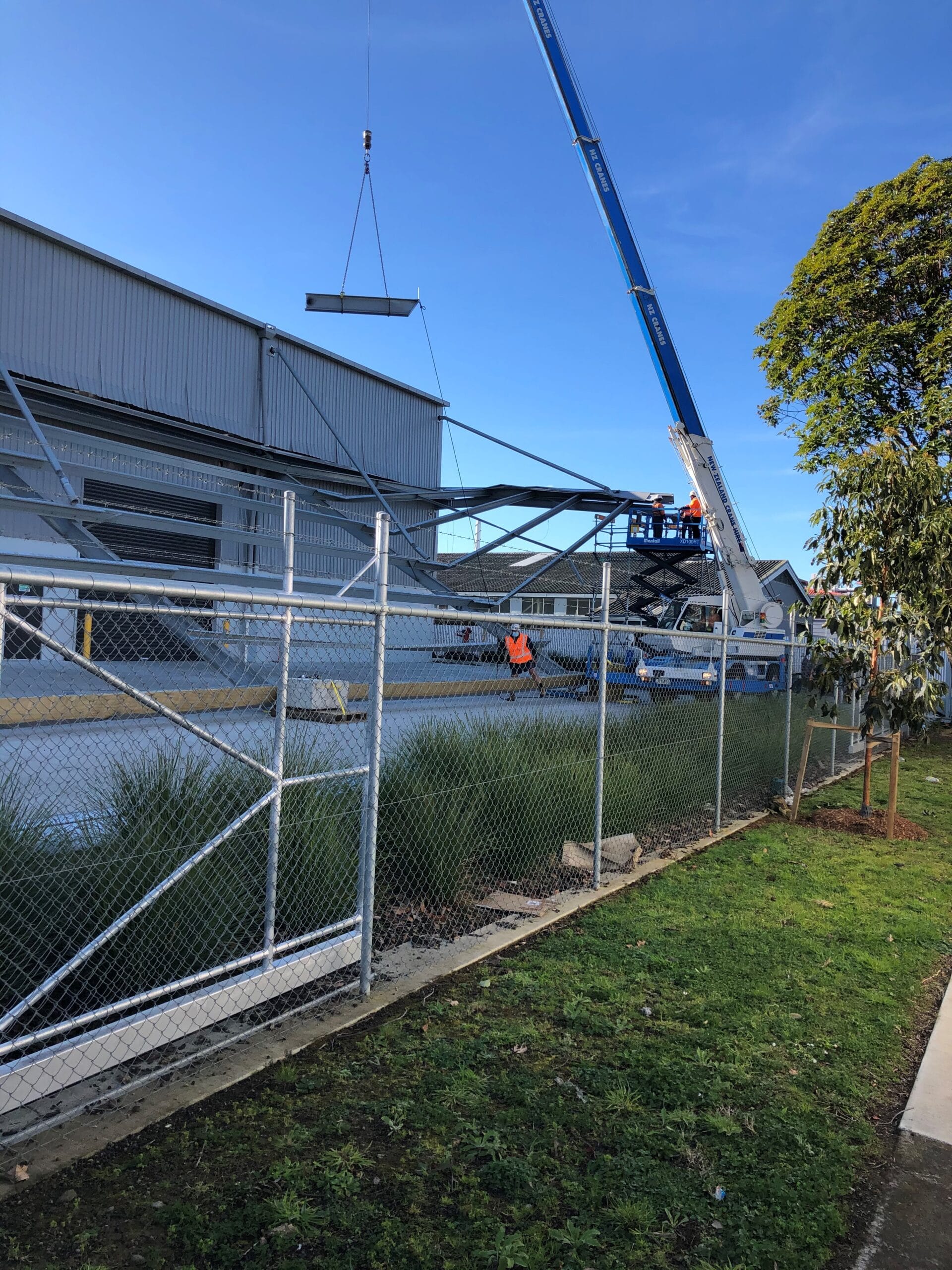 Removing collapsed awning at level 4