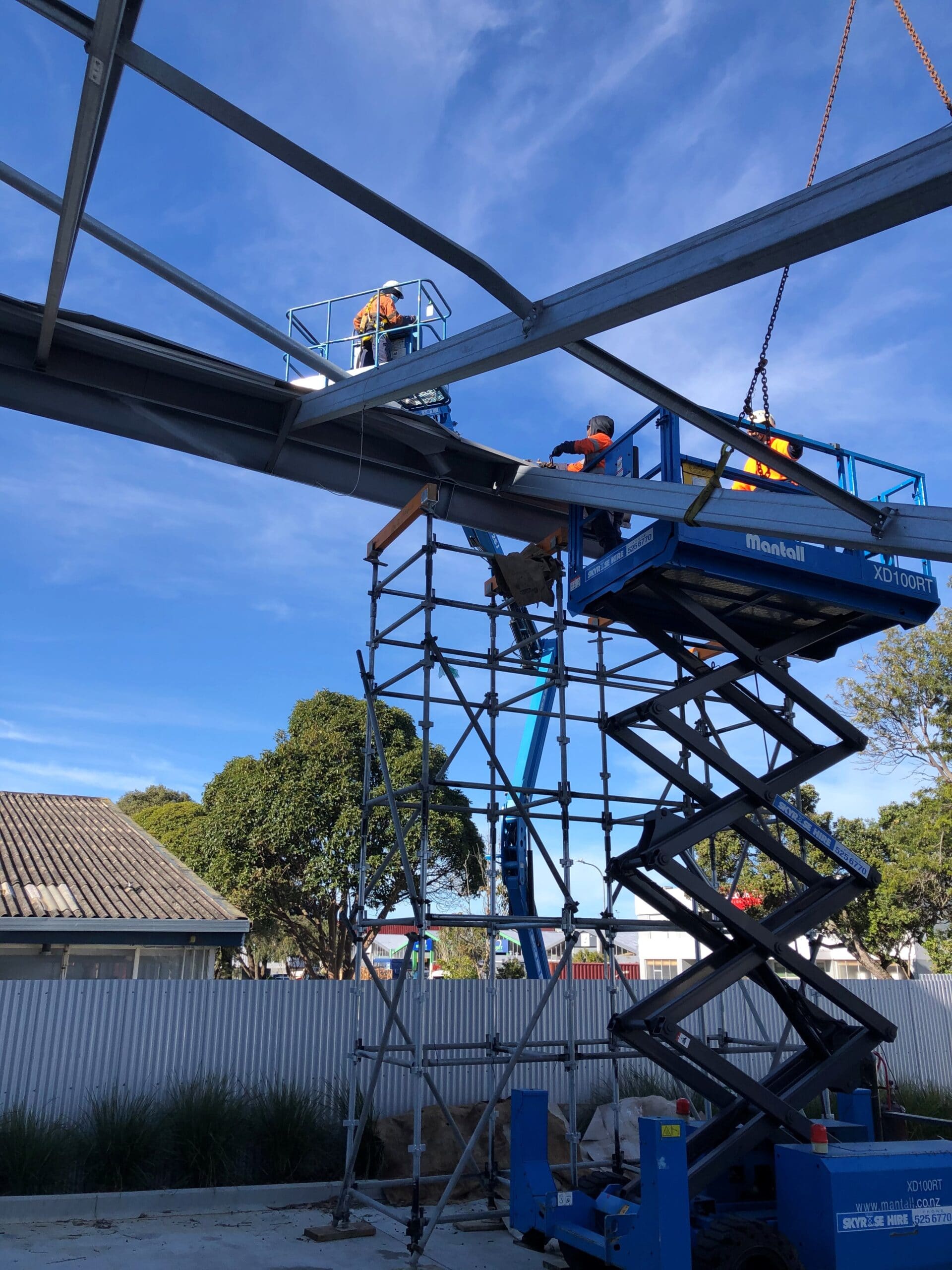 Removing collapsed awning for essential service