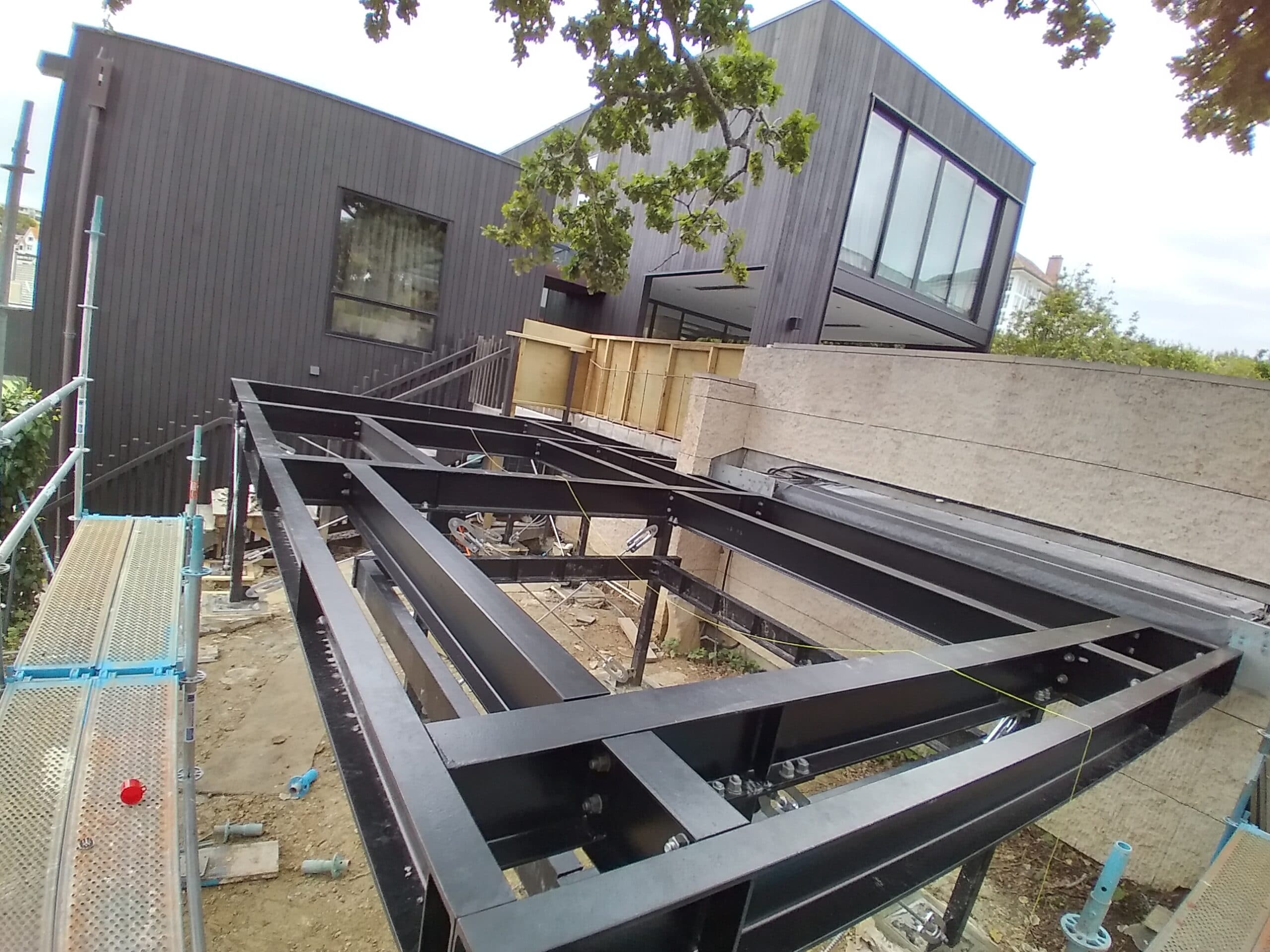 Steel frame for spa pool deck